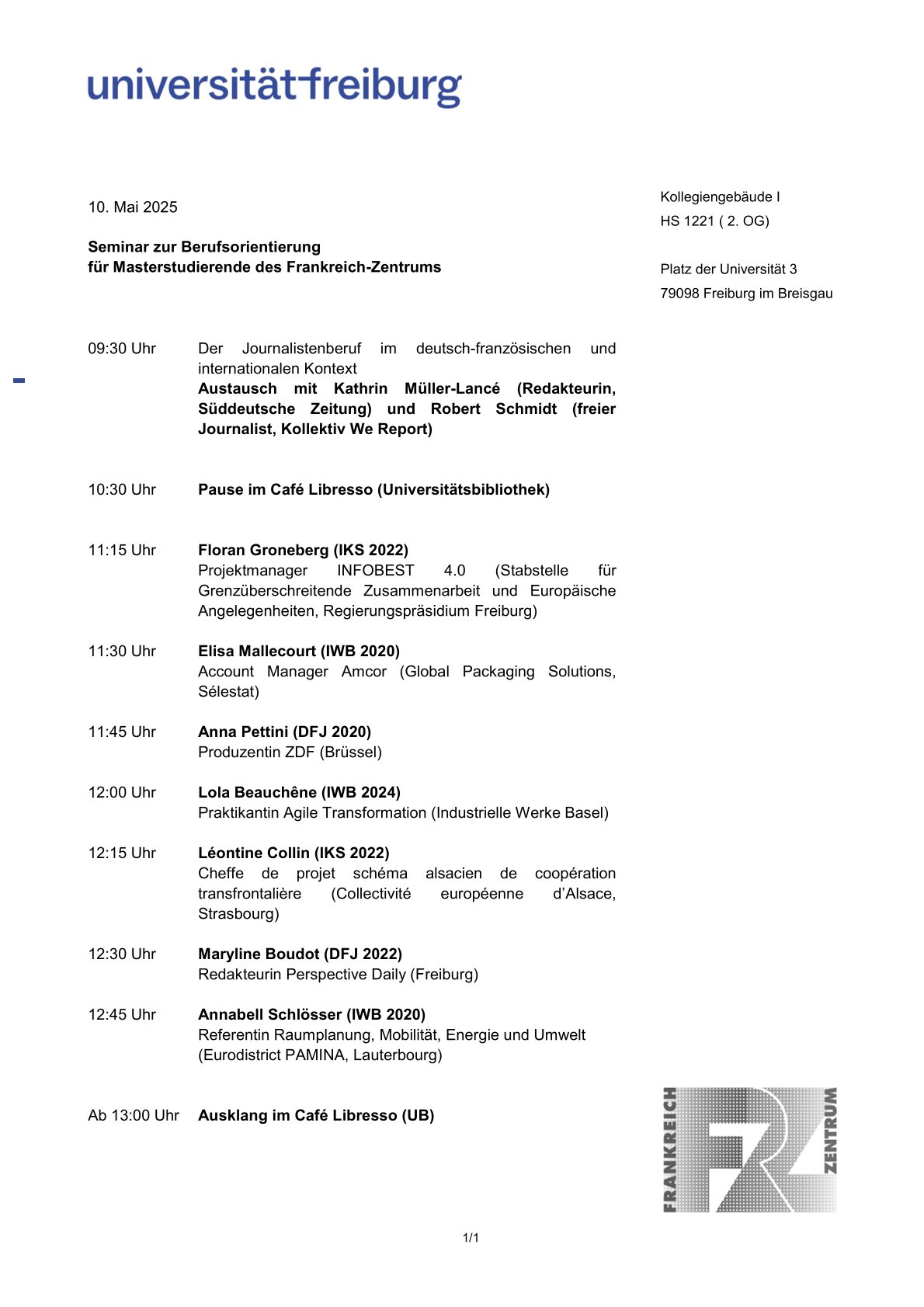 Programm Orientierungsseminar 2025